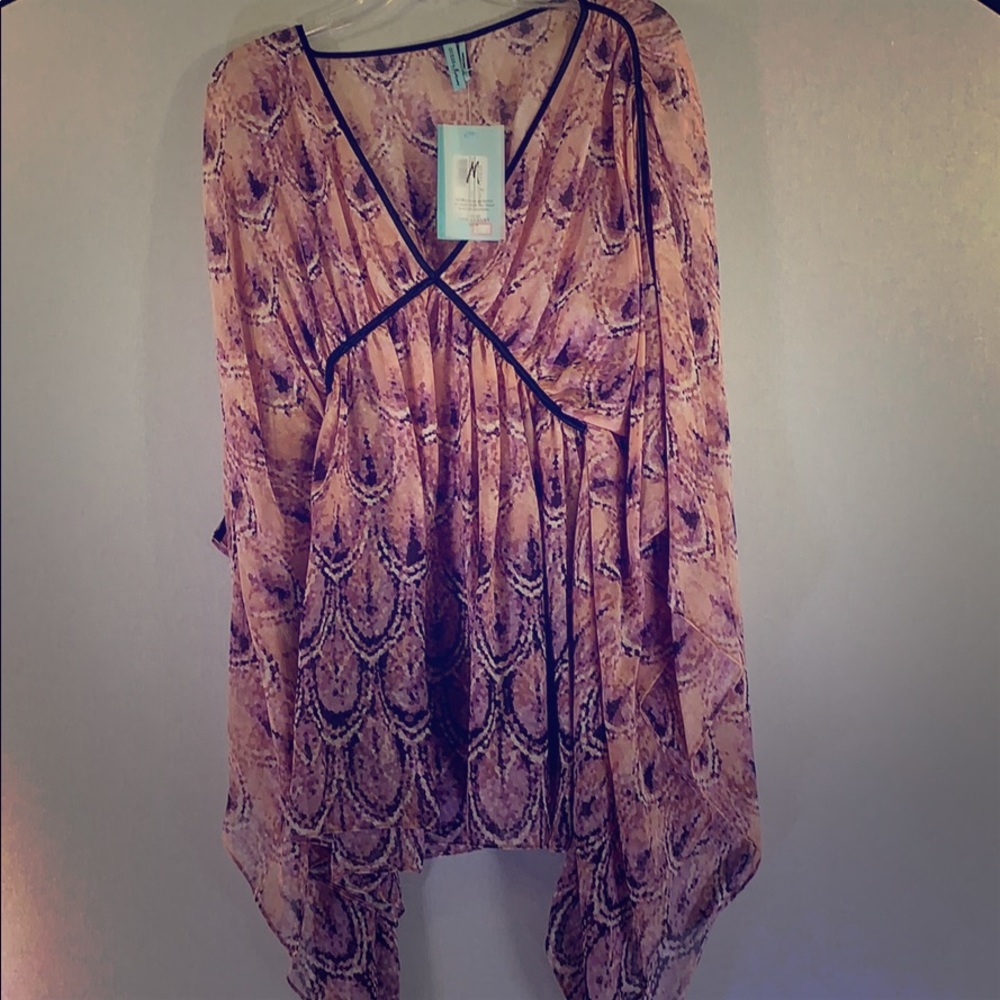 Pink Marciano kimono tunic top silk